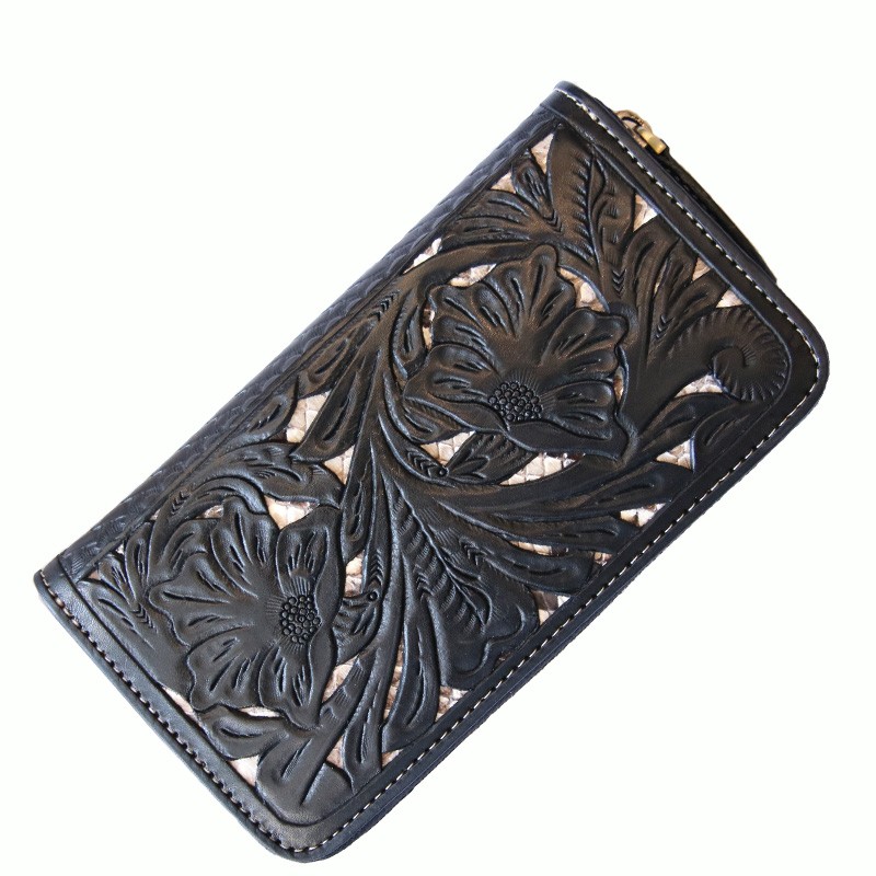 レザークラフト優 レザーウォレット/ラウンドファスナータイプ/サドル