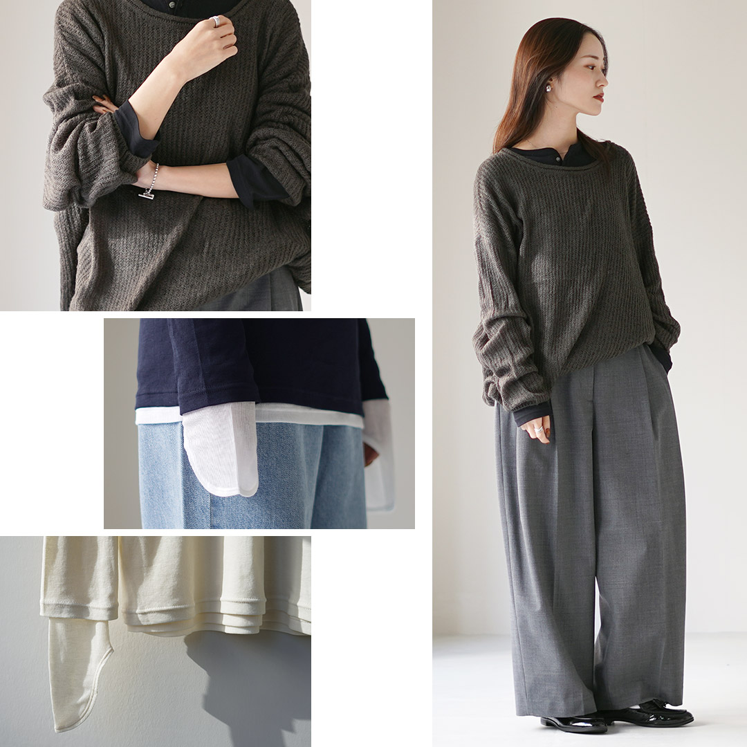 ETRE TOKYO（エトレトウキョウ） ヘンリーネックレイヤードセットロンT