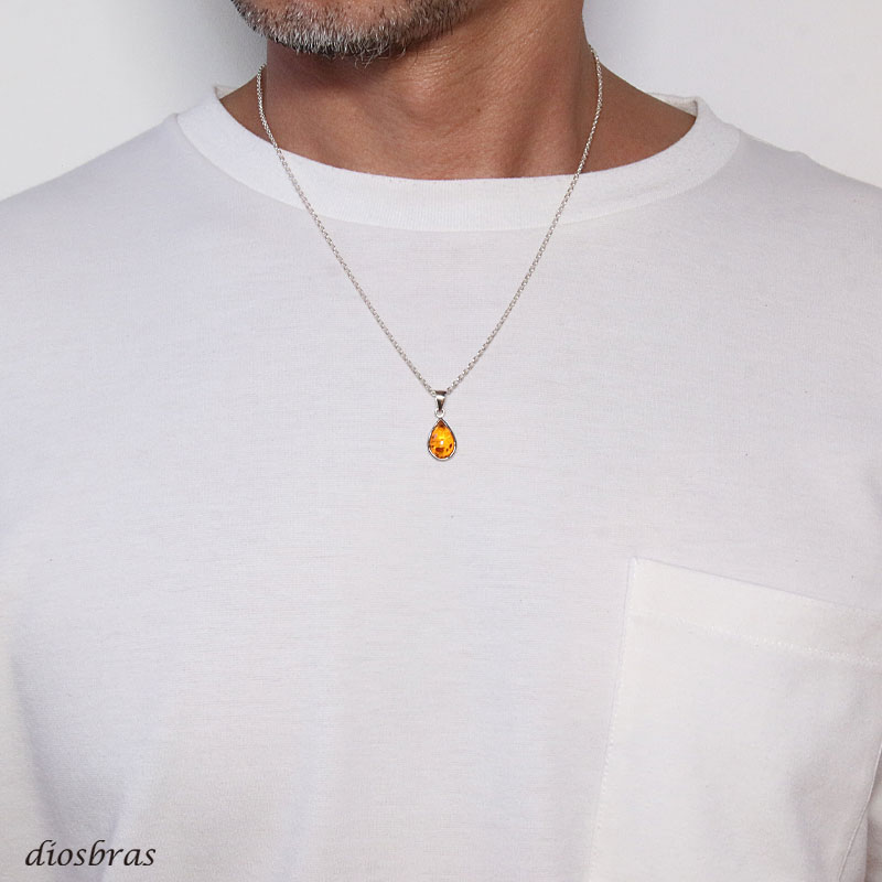 アンバー 琥珀 ペンダント しずく型 ドロップ ペンダント トップ