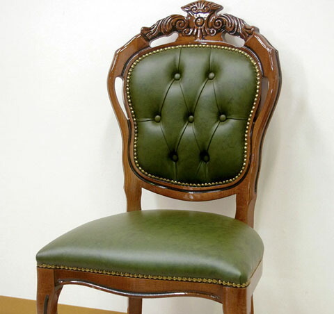 イタリア製 ダイニング アームチェア 本革 グリーン送料無料肘付き