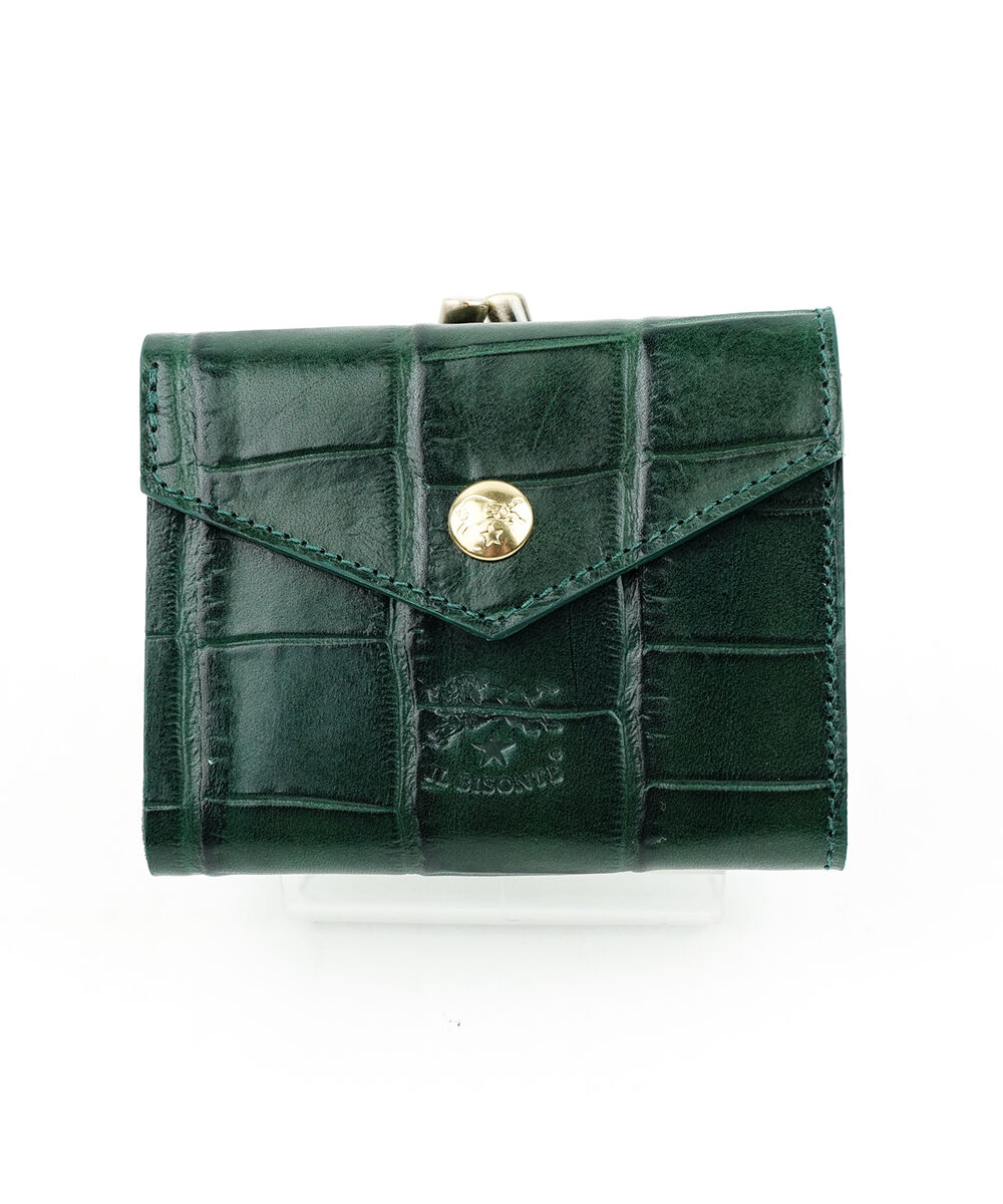 IL BISONTE（イルビゾンテ） クロコ型押しレザー がま口財布