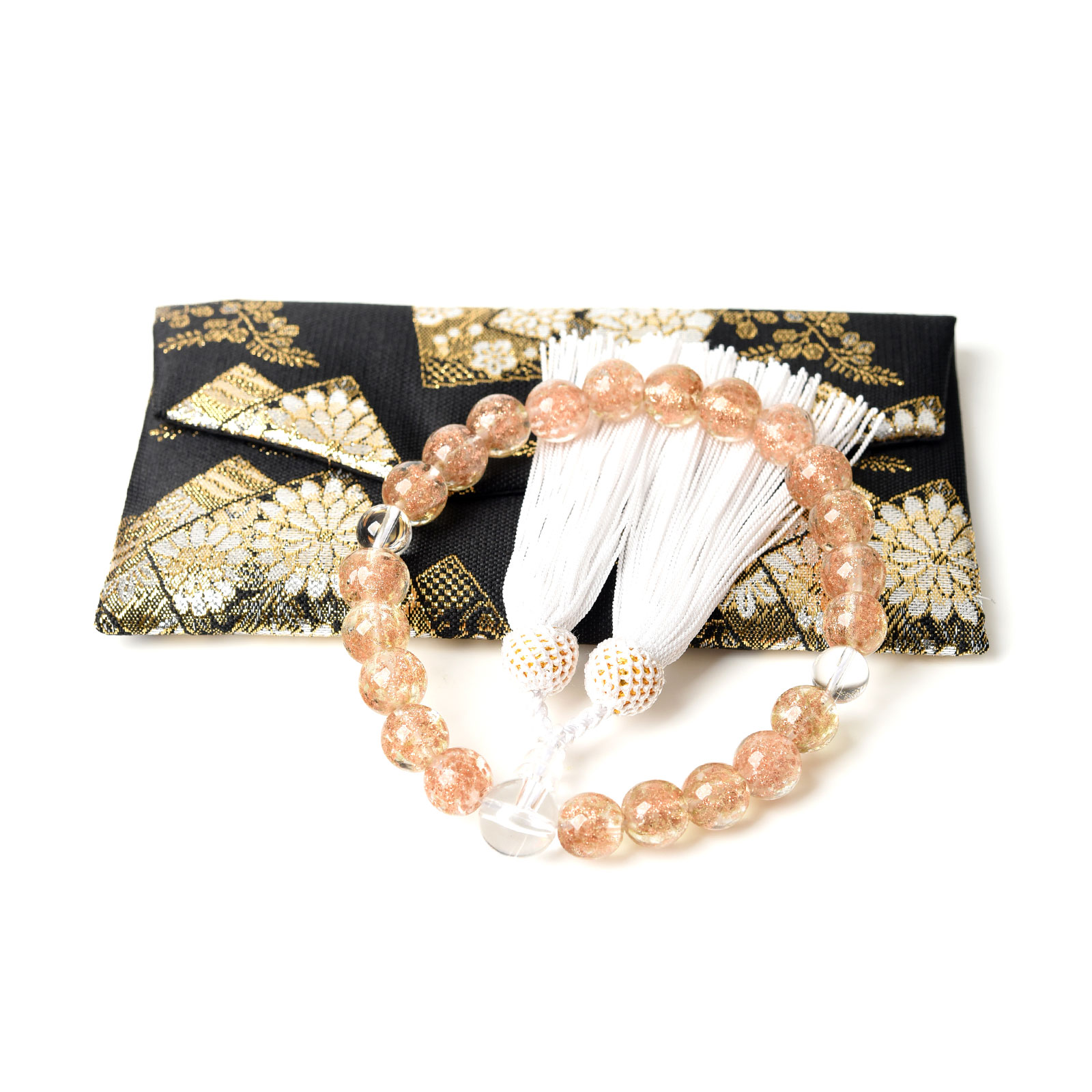 EsuonHappiness 数珠 男性 男性用 金練り 蜻蛉玉 12mm トンボ玉 瑠璃