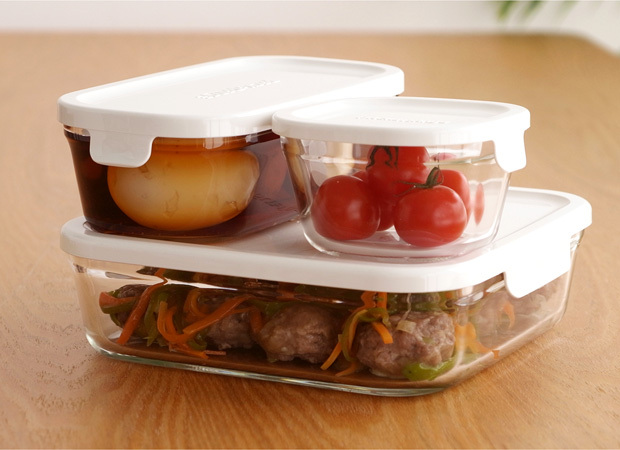 iwaki（イワキ） パック&レンジ ホワイト 7点セット BOX大×1 ハーフ×2