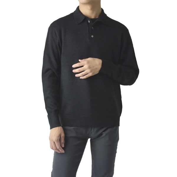 FLAG ON CREW 柔らかい カシミアタッチ ポロシャツ ニットポロ 長袖