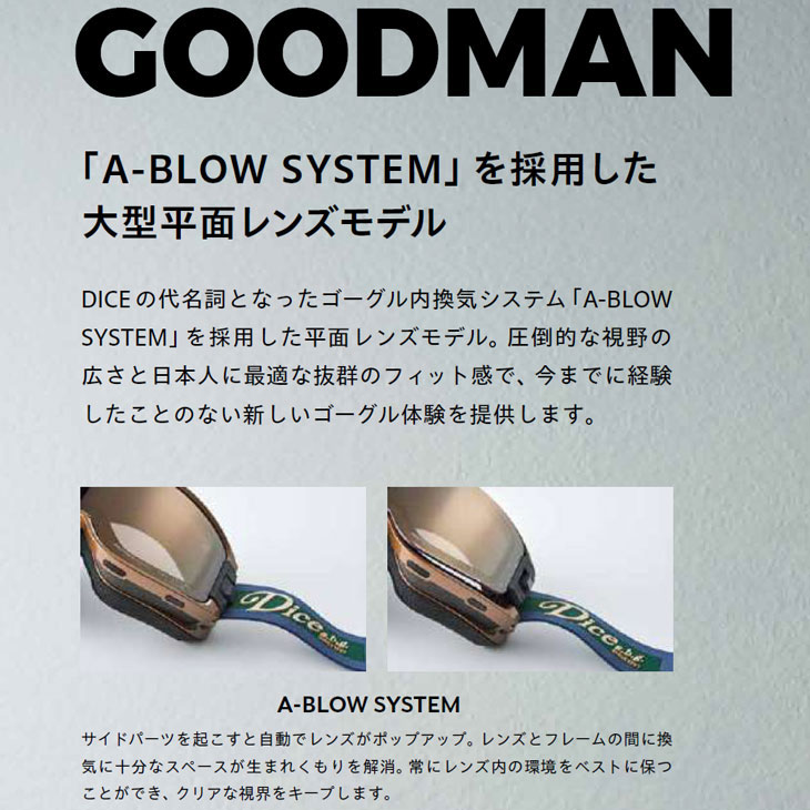 DICE（ダイス） 25-26 DICE ゴーグル GOODMAN グッドマン GM54276 調光