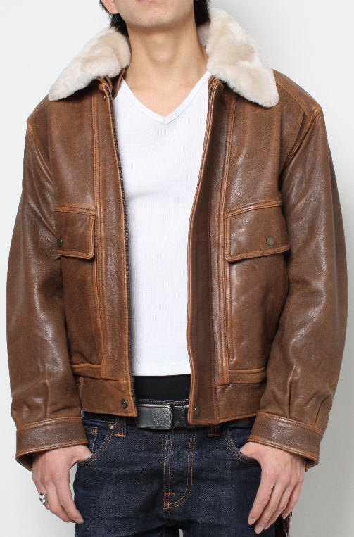 フリーダムレザー 革ジャン レザージャケット ムートン襟付ボマー