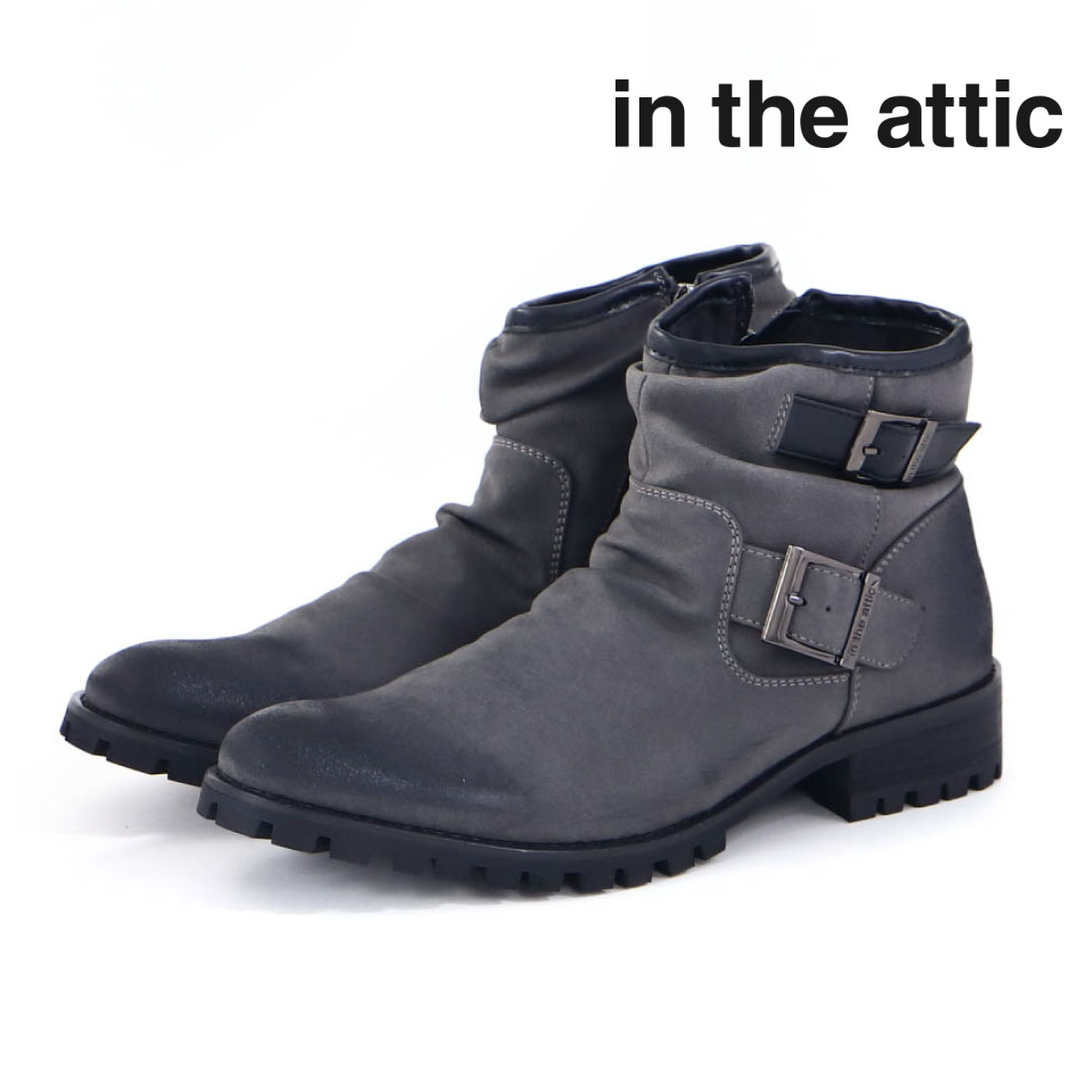 in the attic（インジアティック） メンズ ブーツ ムラスエード