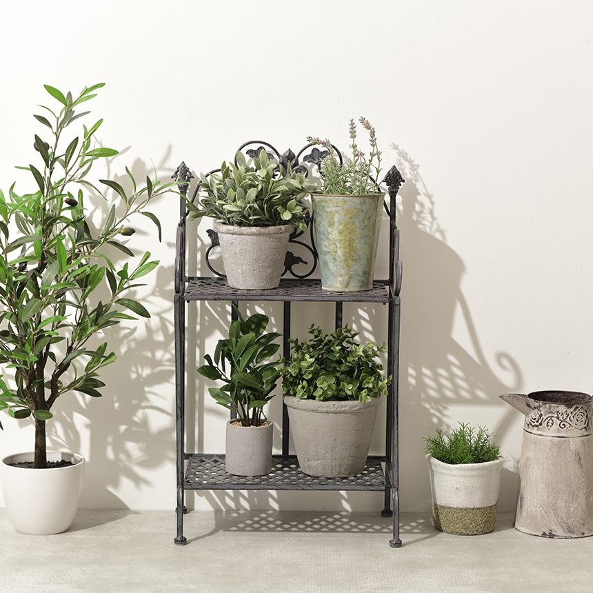 花台 アンティーク 屋外 おしゃれ アイアン フラワースタンド 2段