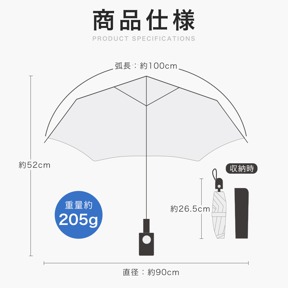 CICIBELLA ＼2026進化版／日傘 J型 ハンドル 折りたたみ 完全遮光100