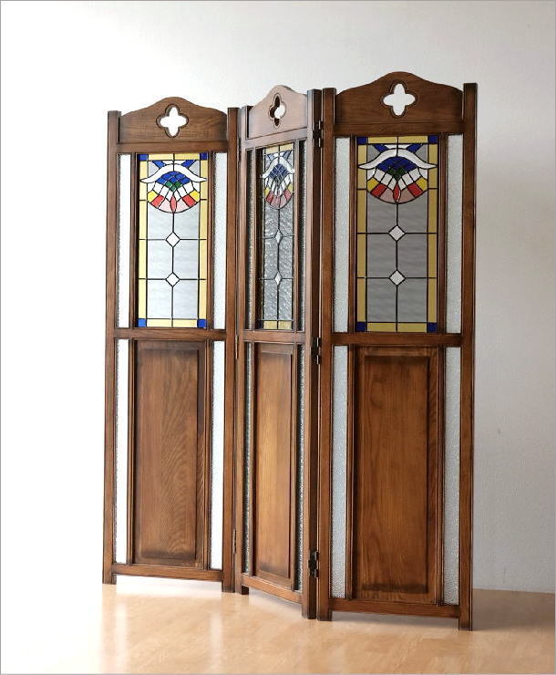 パーテーション パーティション ステンドグラス 衝立 ついたて 木製