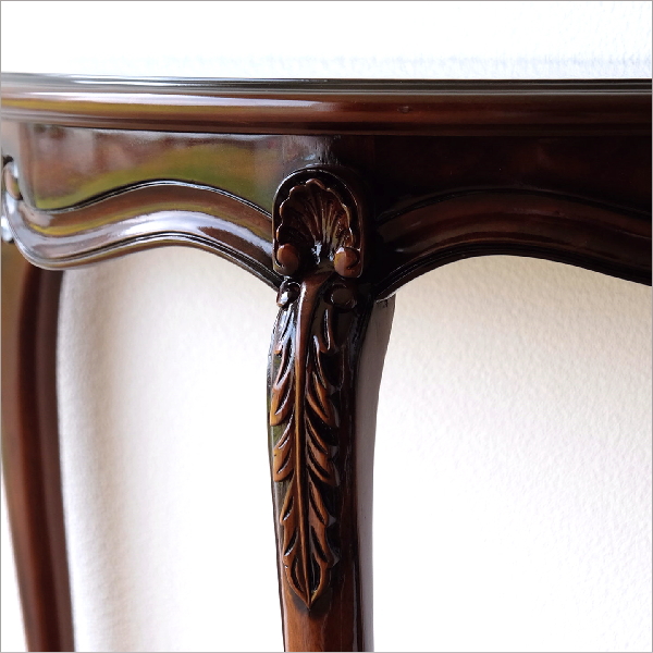 コンソールテーブル 玄関 アンティーク 半円 猫脚 猫足 花台 木製