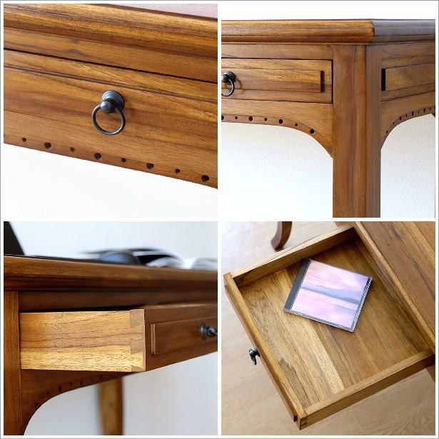 デスク 机 木製 パソコンデスク アンティーク 猫脚 おしゃれ 無垢 天然