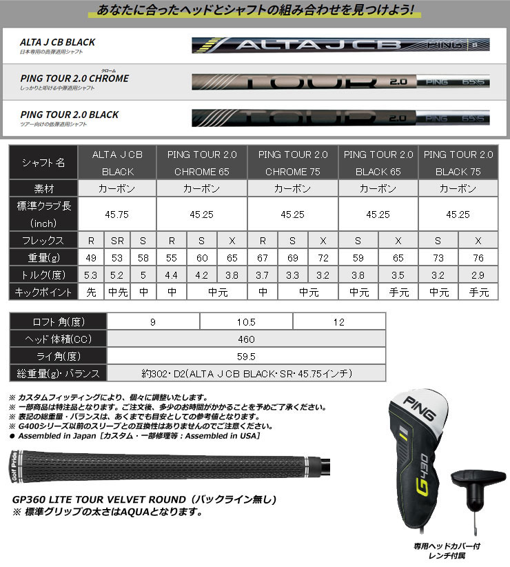 G430 ピン MAX ドライバー ALTA J CB BLACK D シャフト : ゴルフプラザ