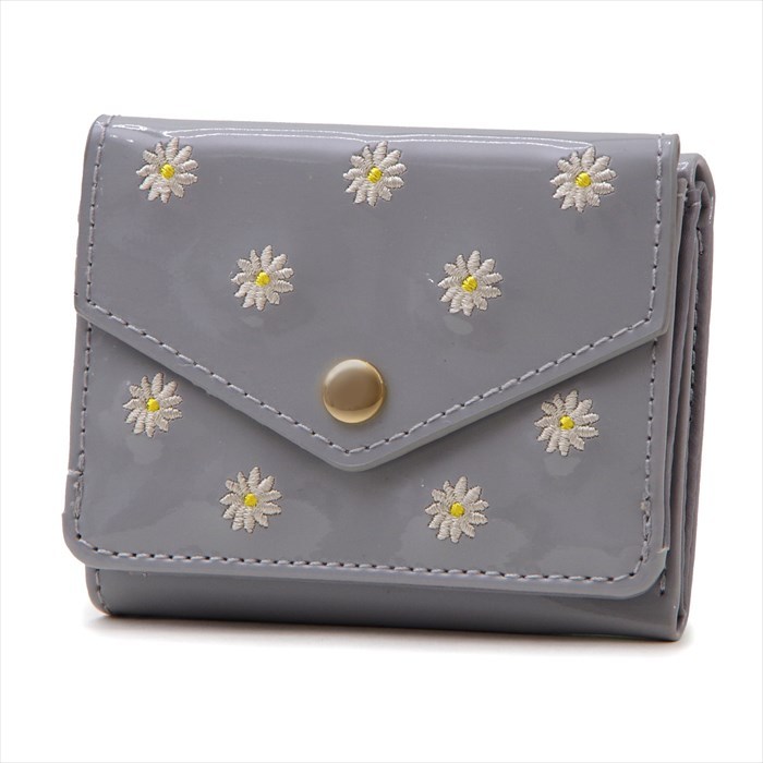 Flowering（フラワーリング） マーガレット刺繍 三つ折り 財布 札入れ