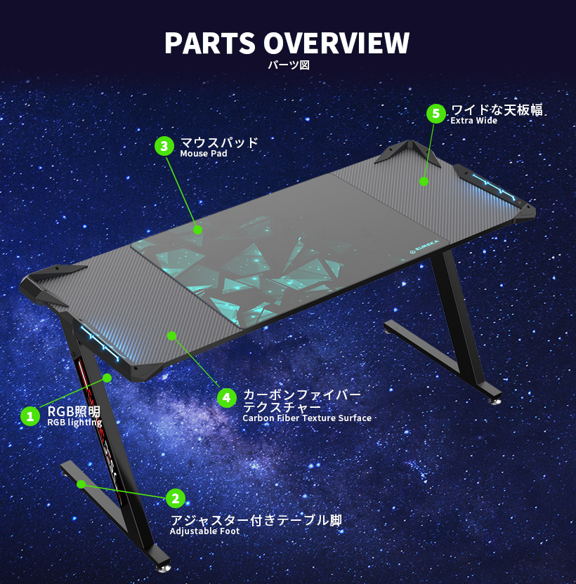 Z60 】ゲーミングデスク 上級者向け EUREKA ERGONOMIC エウレカ 150cm