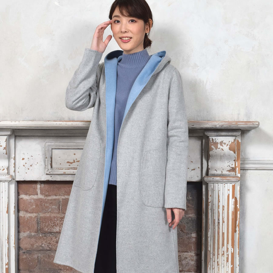 Merfirge 爆買 フード付きコート ウール混 ダブル フェイス