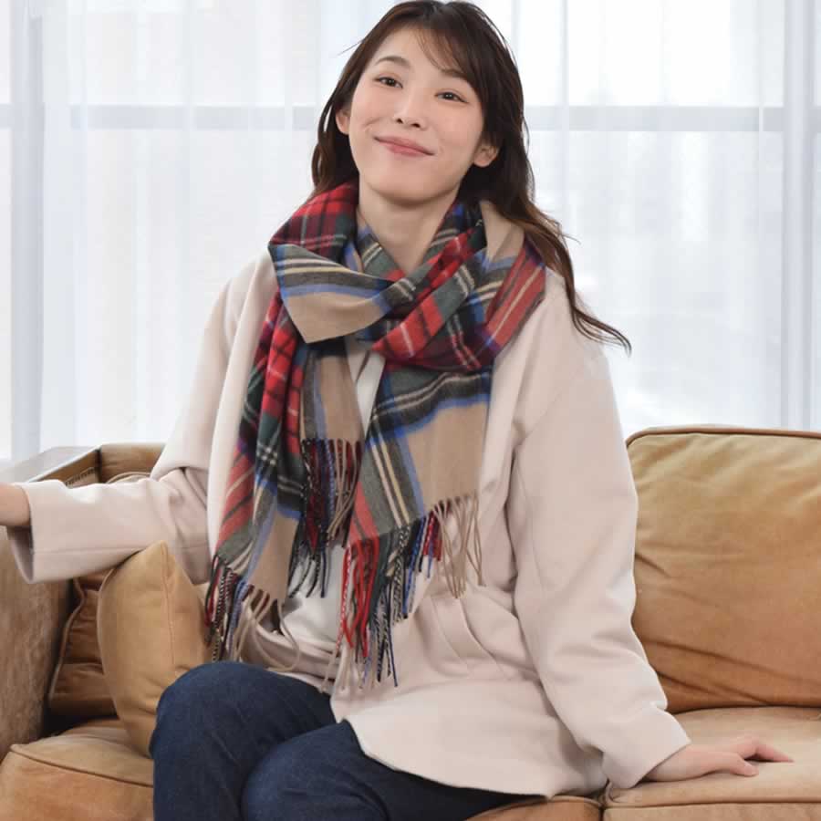 Merfirge 爆買 ストール カシミヤ100% ストール チェック カシミア