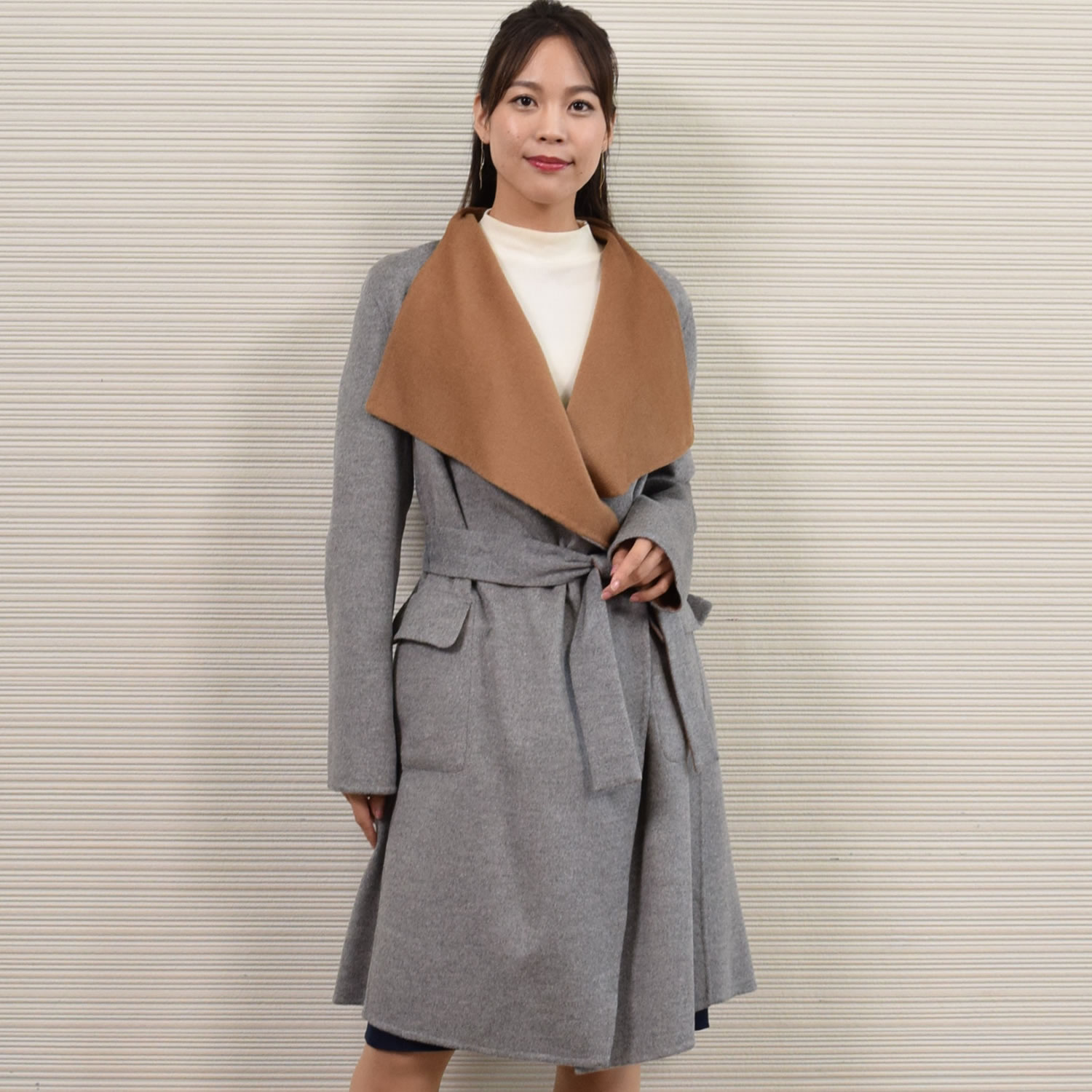 爆買 リバーシブルコート カシミヤ カシミア 混紡 ダブルフェイス