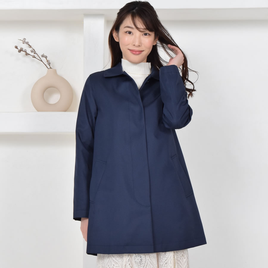 Merfirge 爆買 ステンカラーコート 裏地 チェック柄 ステンカラー