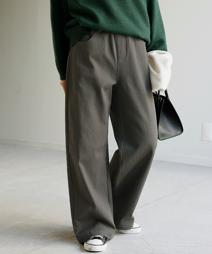 HUG.U（ハグユー） パンツ レディース 微起毛 ワイド 大きいサイズ