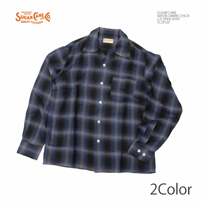 SUGAR CANE シュガーケーン SC29120 長袖 レーヨン オンブレ チェック