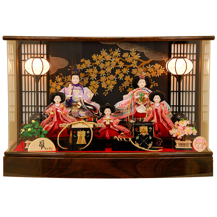 雛人形 ひな人形 K103 コンパクト オルゴール付き 三人官女付き 人形の