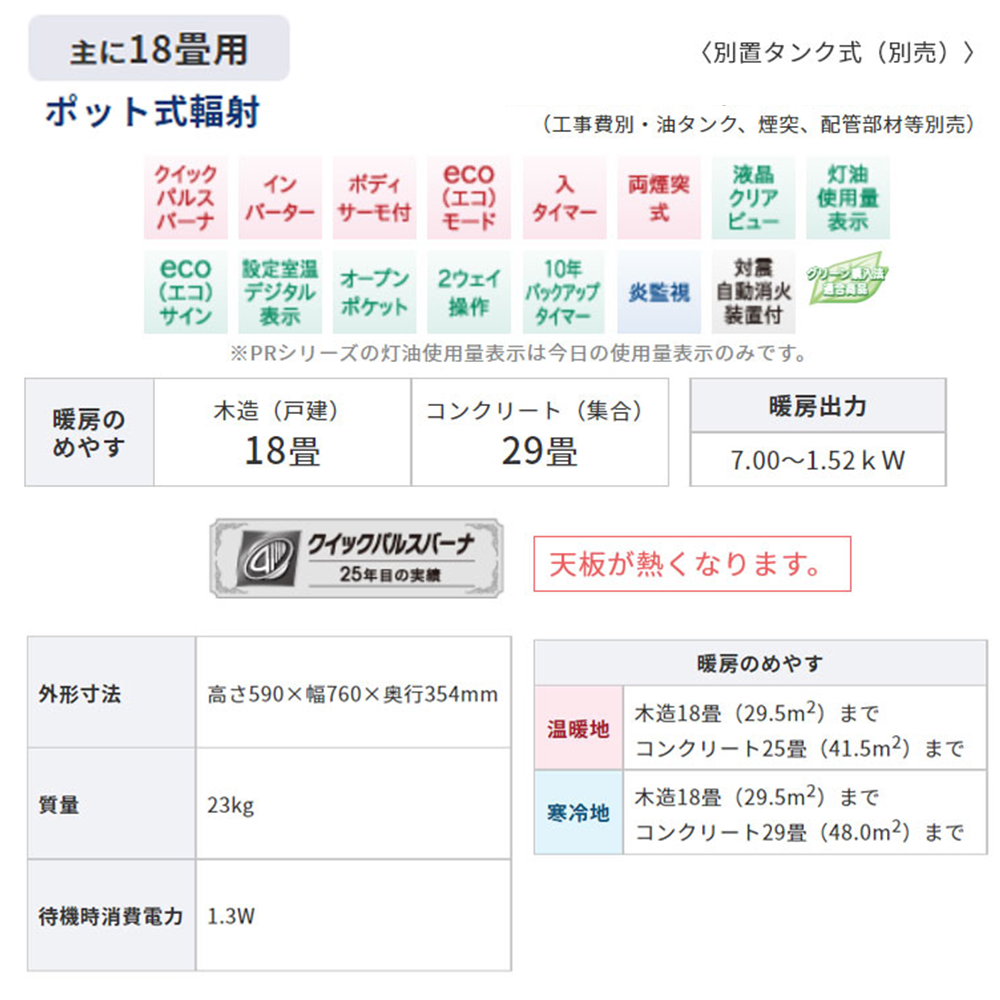 CORONA（コロナ） PRシリーズ 煙突式 石油ストーブ 輻射 SV-7024PR