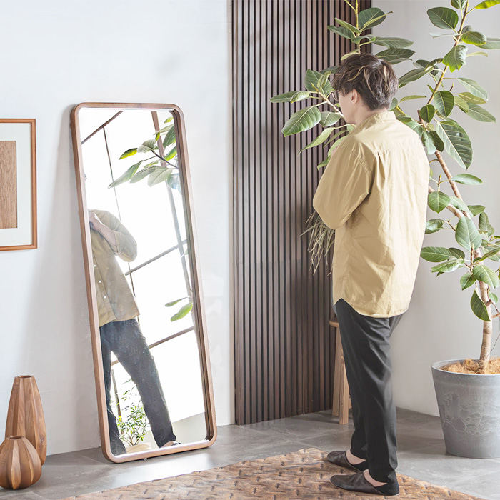 スタイルミラー 高さ160cm 姿見 全身鏡 木枠 アンティーク調 壁掛け