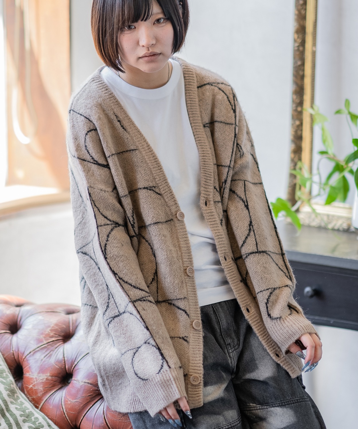 improves（インプローブス） カーディガン メンズ モヘアタッチ V