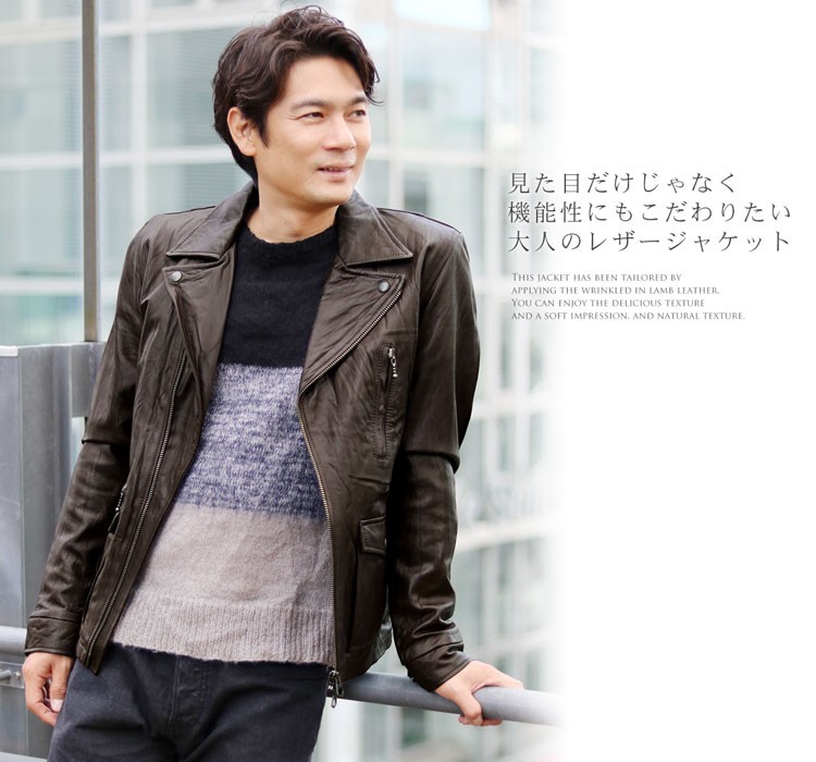 sankyo shokai（三京商会） [5%offクーポン]ラムレザー ライダース