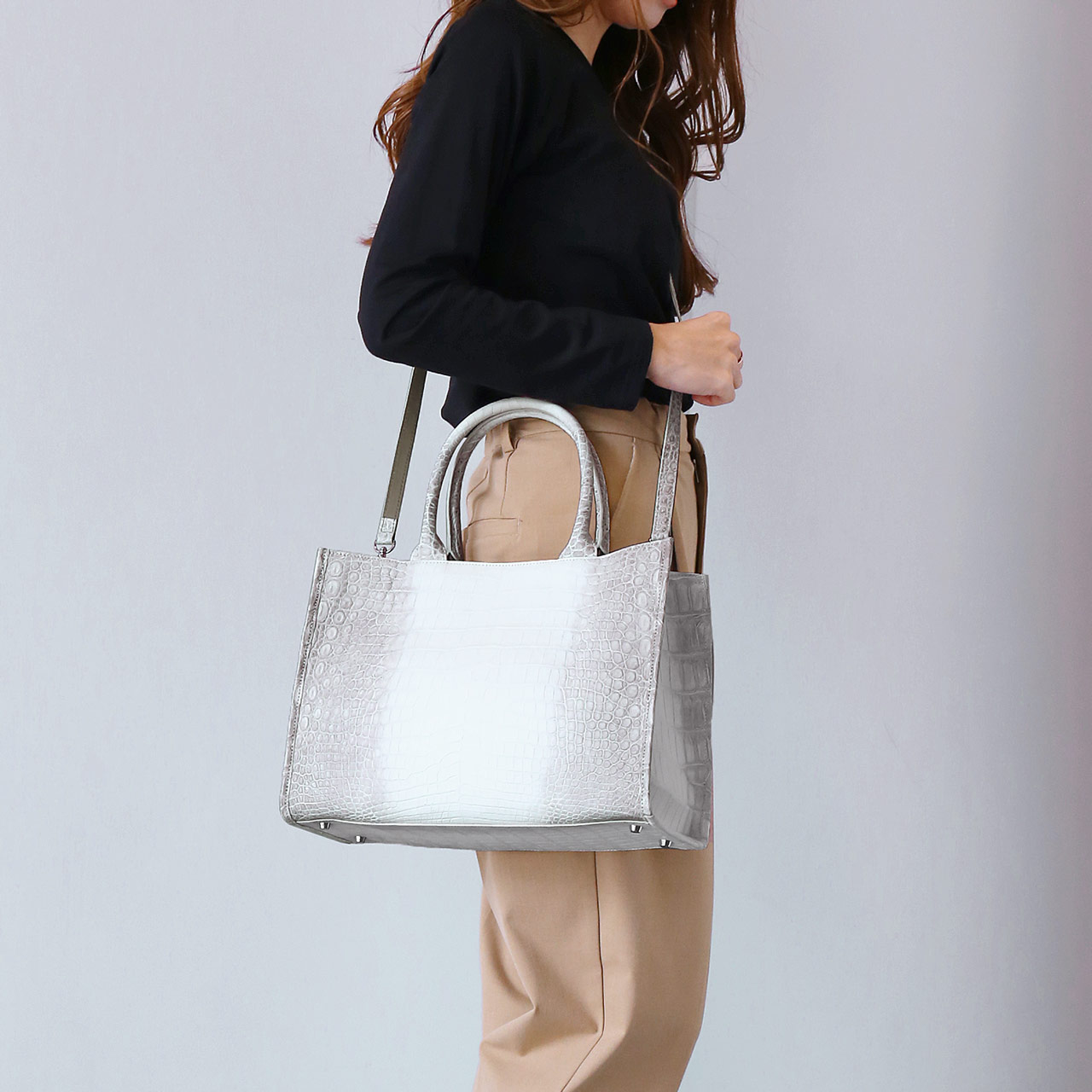 sankyo shokai（三京商会） ヒマラヤ クロコダイル ハンドバッグ 2way