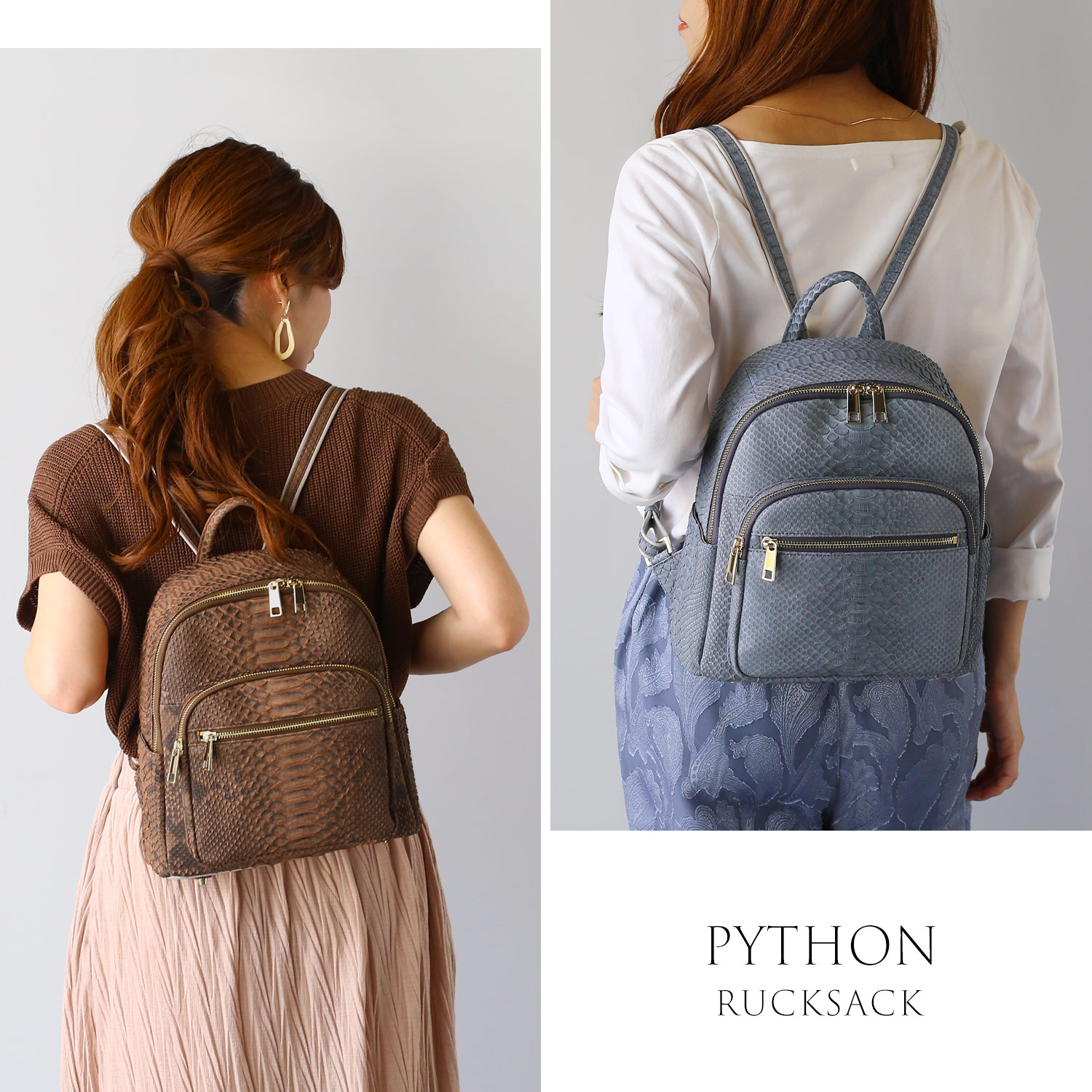 sankyo shokai（三京商会） パイソン 本革 リュック レディース 軽い