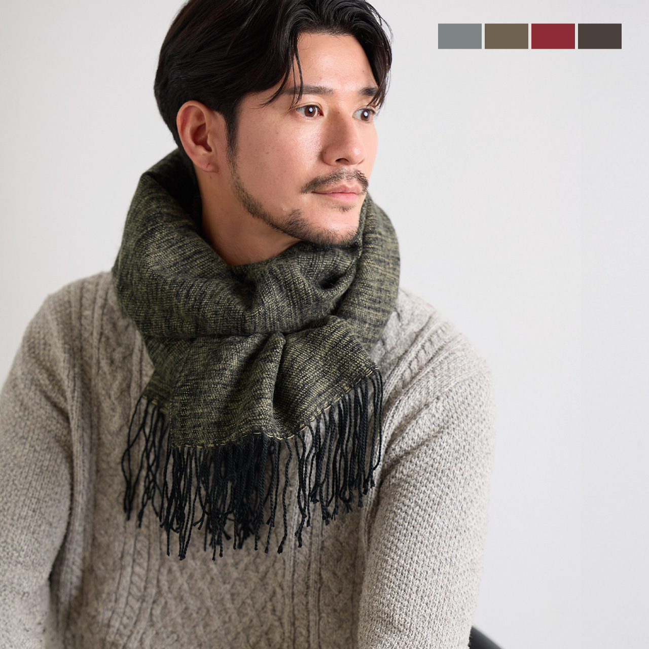 新品未使用☆レオナール ウール＆シルク 大判スクエアストール 赤紫