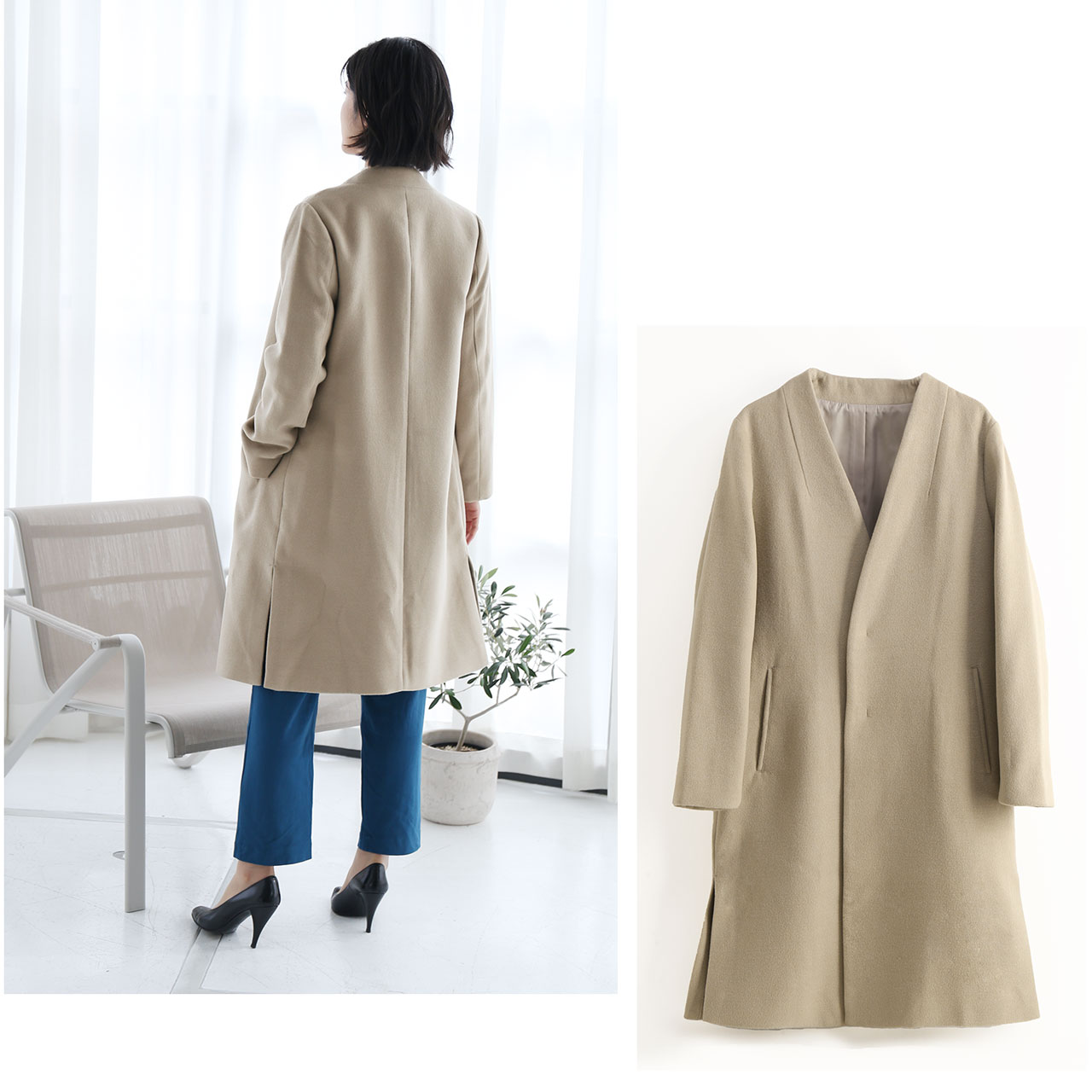 sankyo shokai（三京商会） ノーカラーコート レディース Vネック