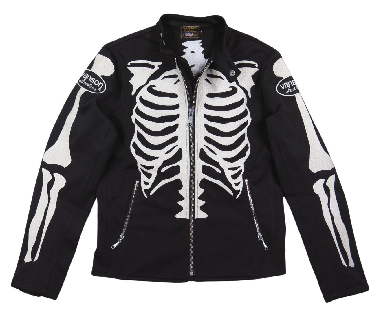 VANSON（バンソン） ヒューマンボーン刺繍 裏フリース ボンディング