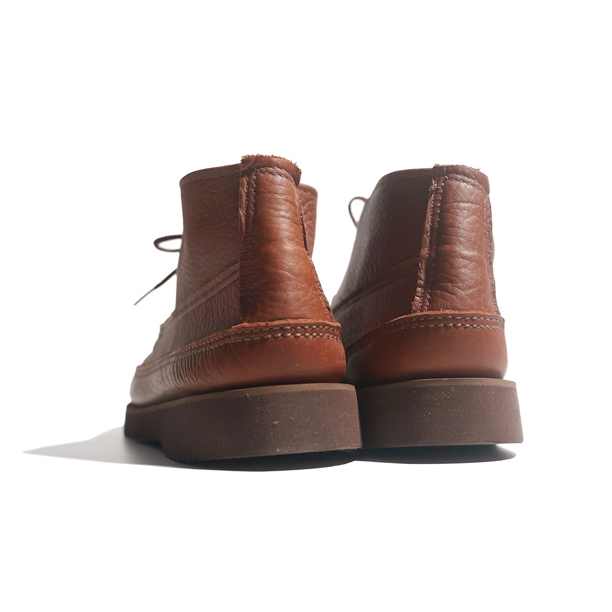 ブラウンレザー ミドルブーツ バックル付きラッセルモカシンスネーク