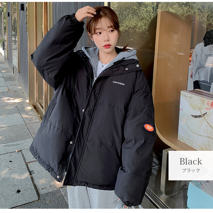 重ね着風 ダウン ジャケット フード アウター 長袖 ポケット