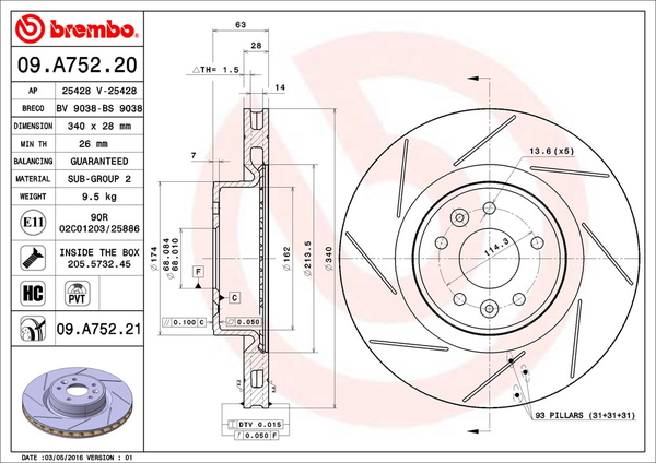 brembo（ブレンボ） ブレーキディスク フロント左右セット メガーヌIII