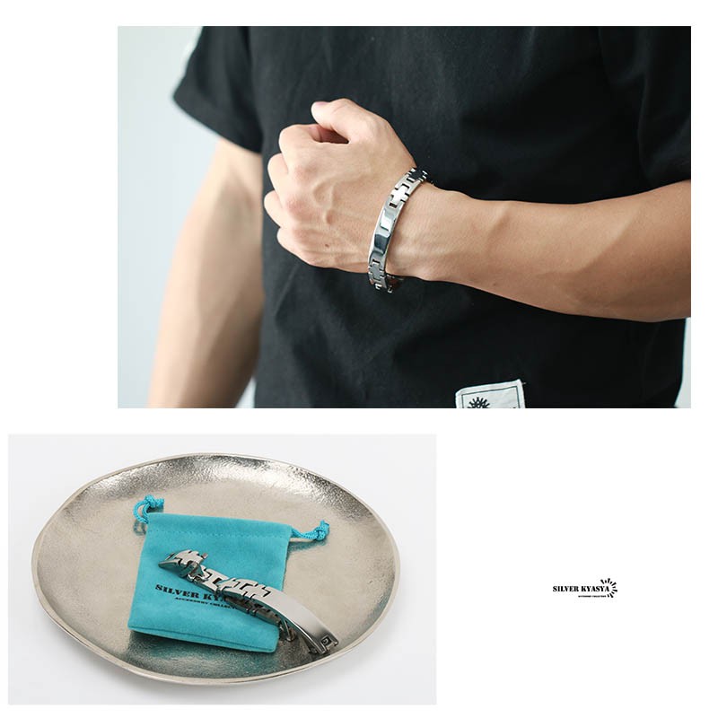 磁気ブレスレット ステンレス 磁石 H クロス チェーンブレスレット