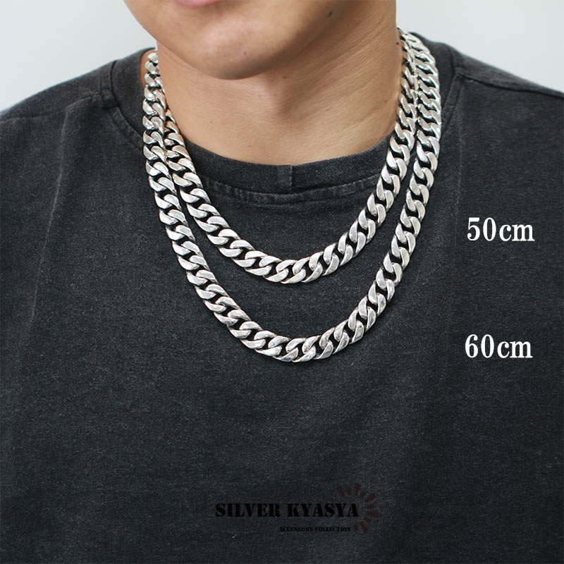 重厚 シルバー925 喜平ネックレス シルバー喜平チェーン 太め 幅12mm