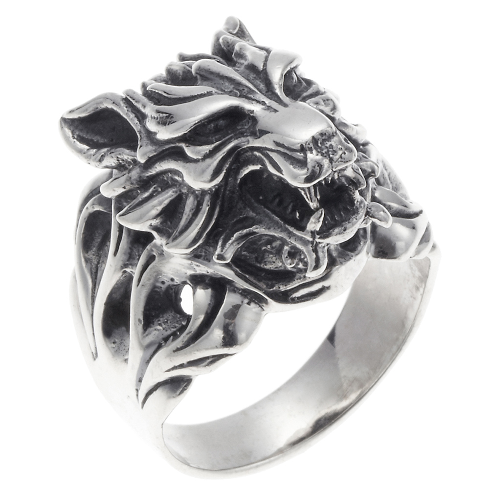 リング 指輪 オオカミ 狼 リアル ウルフヘッド シルバー 925 メンズ