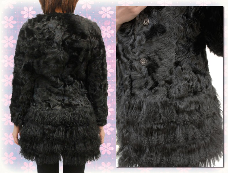 毛皮コート レディース ファーコート カルガンラム チベットラム 本革