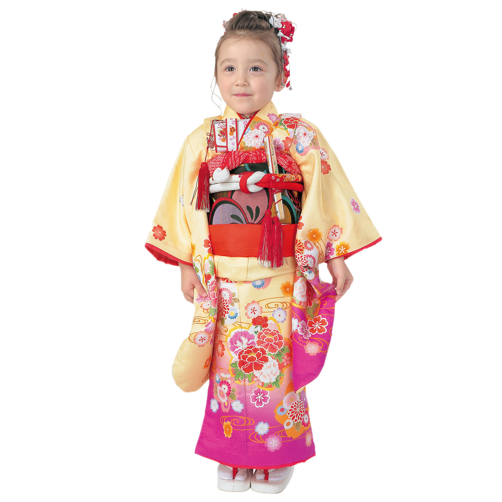 七五三 着物 3歳 13点 セット 作り帯 はこせこセット 帯揚げ しごき