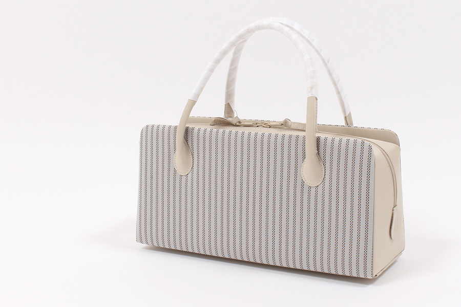 きもの 和 利休バッグ 和小物さくら 正絹 縞模様 グレー×ベージュ