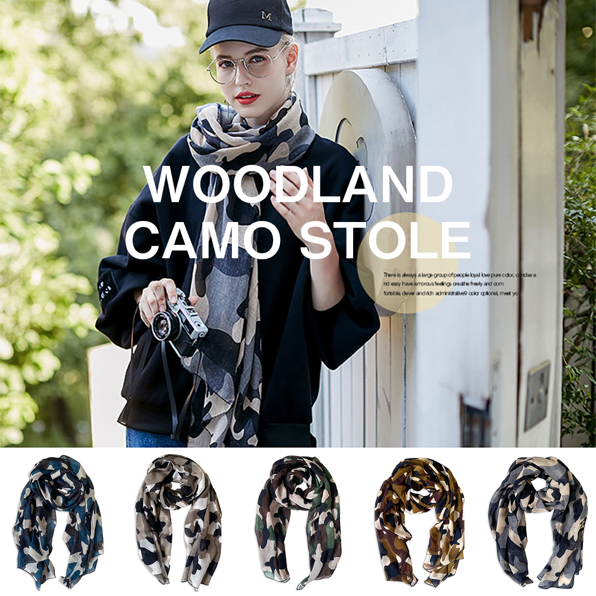 ウッドランド カモフラージュ ストール 全5色 大判サイズ 迷彩 CAMO