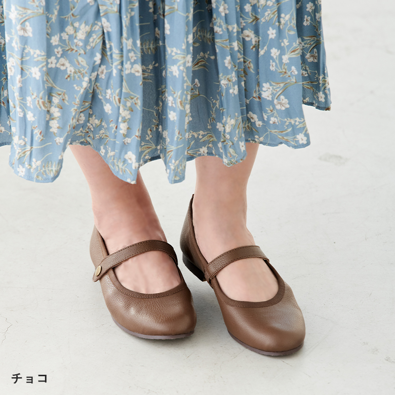 ストラップシューズ 本革 レディース フラットシューズ 革 メリー