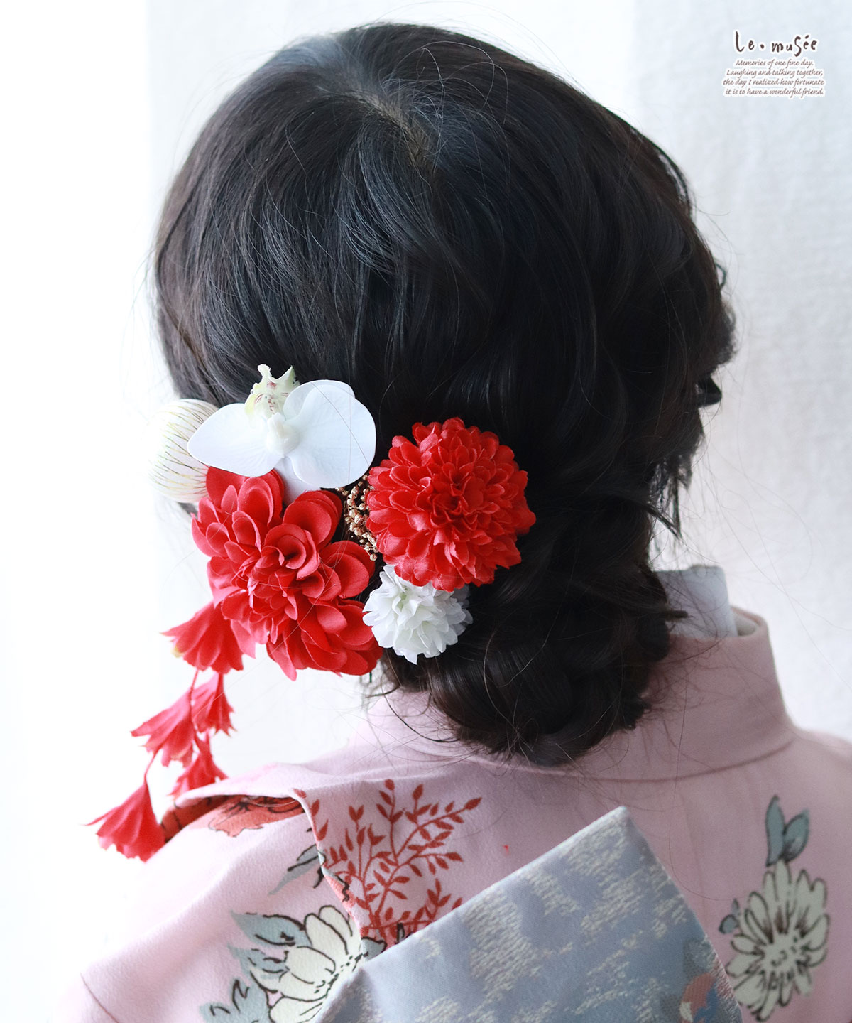 七五三 髪飾り 紅白の和装かみかざり | 753 花 ヘッドドレス 3歳 7歳