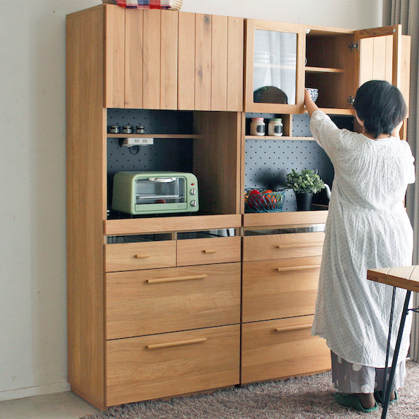 けん】キッチンカウンター 食器棚北欧風 東馬 大川家具 OCTA120 オクタ