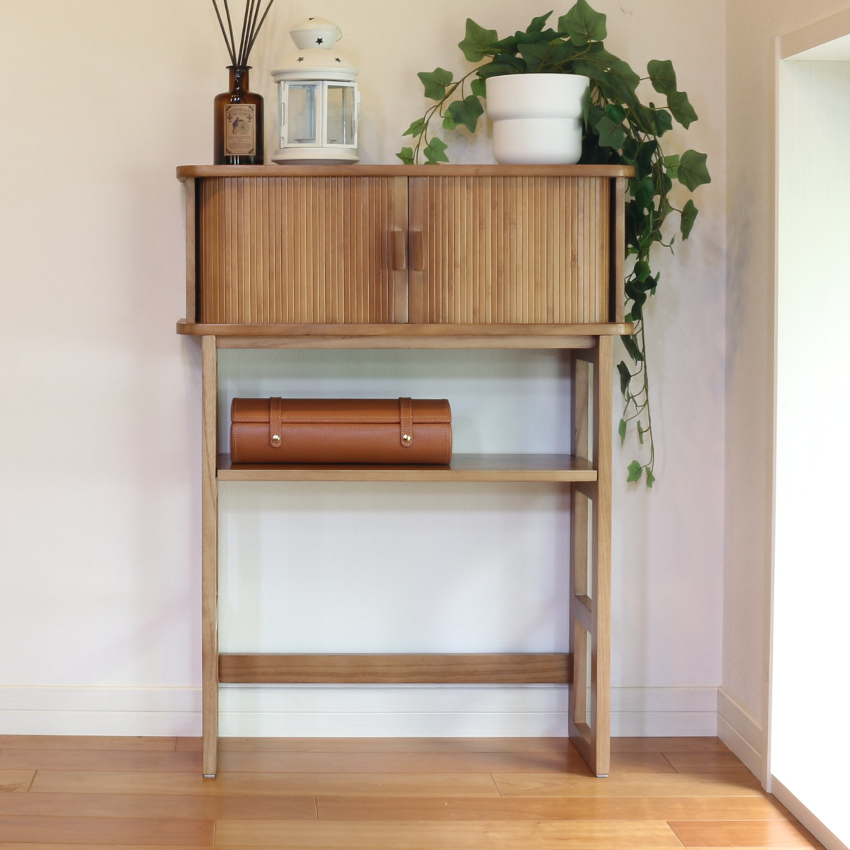 OSMAC コンソールテーブル 幅60cm ジャバラ扉収納 可動棚付