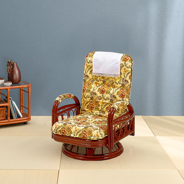 HAGiHARA（萩原） 籐 回転座椅子 リクライニング クッション付 ラタン